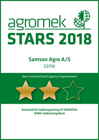 Tostjernet nyhed fra SAMSON på Agromek 2018: Automatisk højderegulering af SHB4 slæbeslangebom